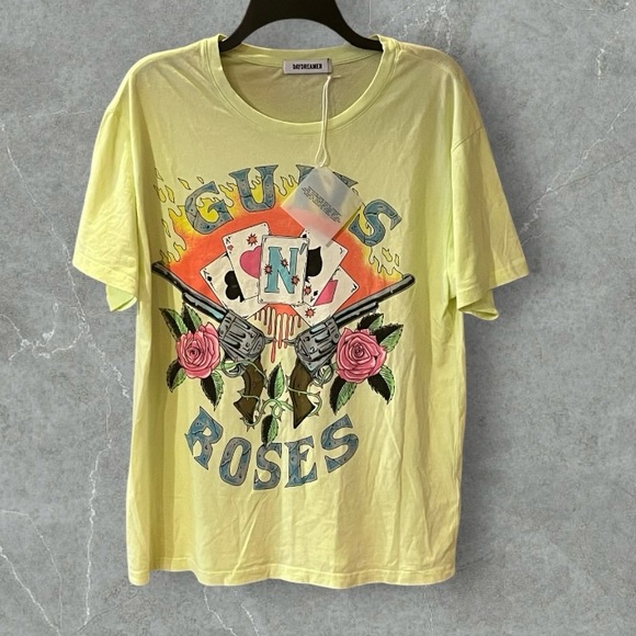 NWOT Daydreamer Guns N' Roses Cards Boyfriend Tee Shirt - Picture 7 of 16